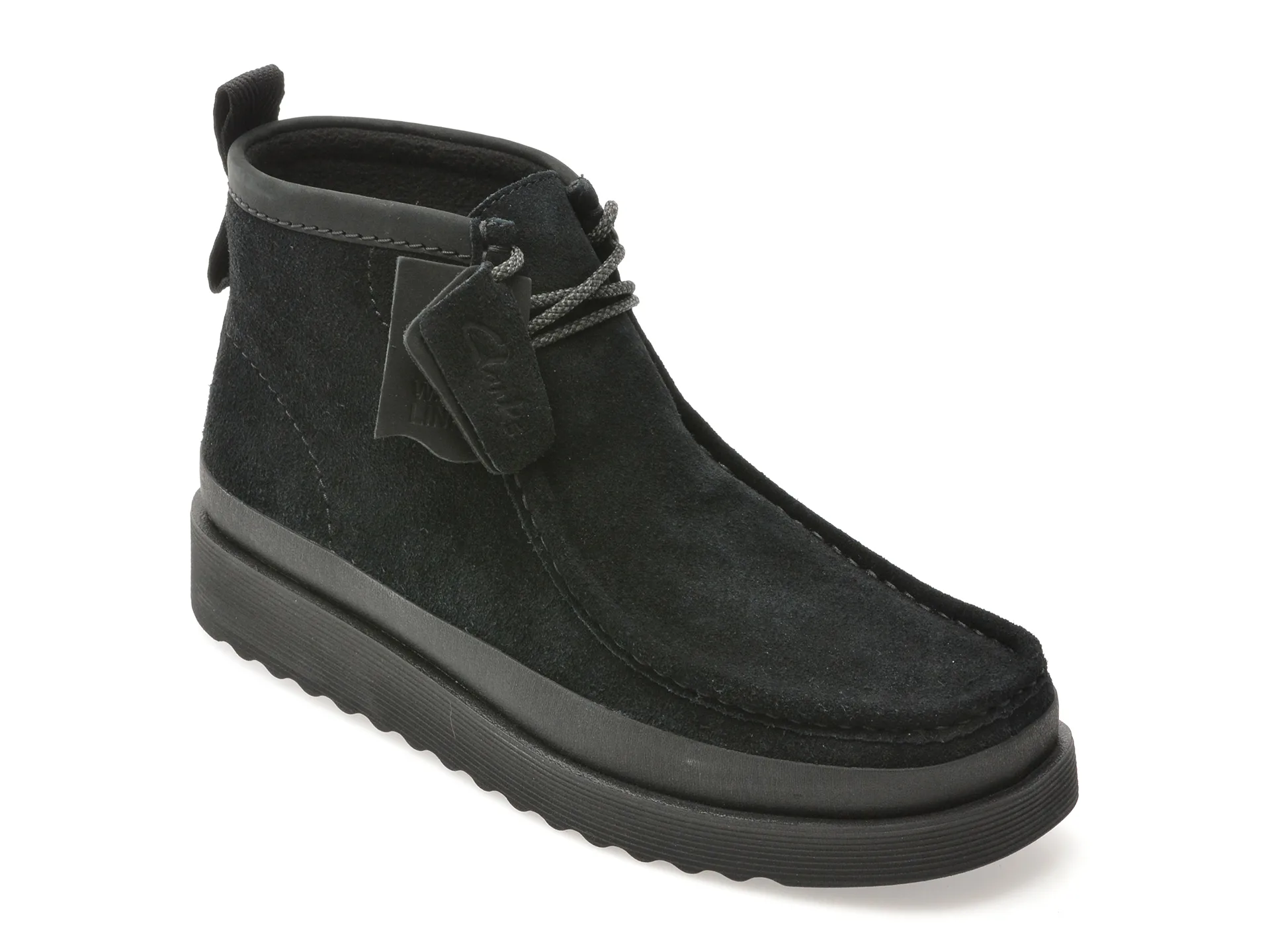 Ghete CLARKS negre, WALLABEE FTR 2 HI, din piele intoarsa 1 Ghete CLARKS negre