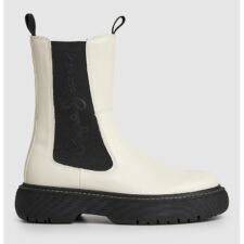 Ghete 715 Ghete Chelsea de piele ecologica cu logo