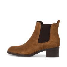 Ghete Chelsea de piele intoarsa cu toc masiv
