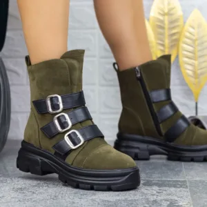 Ghete Dama 2MX366A Verde olive-Negru | Mei