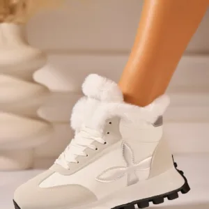 Ghete Dama Imblanite Albe din Piele Ecologica Wrya