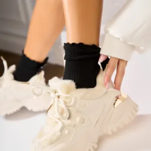 Ghete Dama Imblanite Bej din Piele Ecologica Ezmae