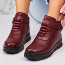 Ghete Dama Imblanite Bordo din Piele Ecologica Lyza A2395