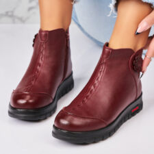 Ghete Dama Imblanite Bordo din Piele Ecologica Manty