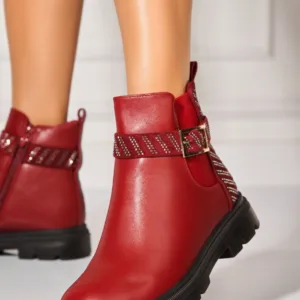 Ghete Dama Imblanite Bordo din Piele Ecologica Neysa