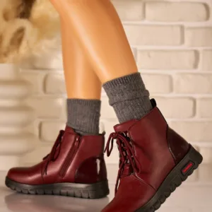 Ghete Dama Imblanite Bordo din Piele Ecologica Ryhan