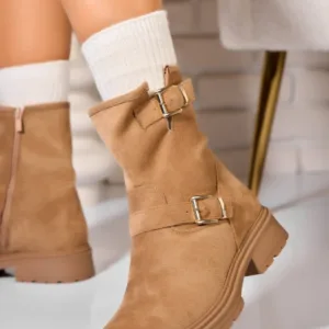 Ghete Dama Imblanite Camel din Piele Ecologica Intoarsa Haile