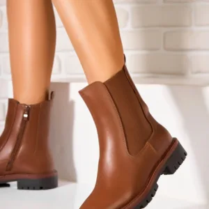 Ghete Dama Imblanite Camel din Piele Ecologica Phifer