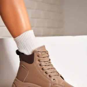 Ghete Dama Imblanite Kaki din Piele Ecologica Haley