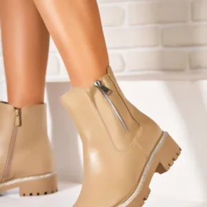 Ghete Dama Imblanite Kaki din Piele Ecologica Inaara