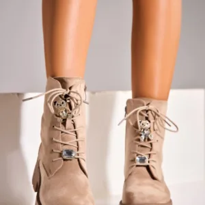 Ghete Dama Imblanite Kaki din Piele Ecologica Intoarsa Elene2