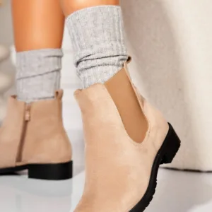 Ghete Dama Imblanite Kaki din Piele Ecologica Intoarsa Flavia