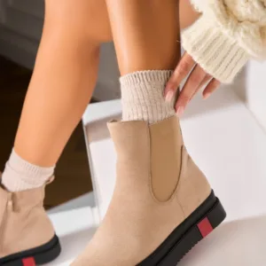 Ghete Dama Imblanite Kaki din Piele Ecologica Intoarsa Hylia