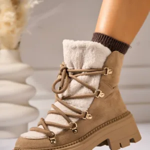 Ghete Dama Imblanite Kaki din Piele Ecologica Intoarsa Lynzie