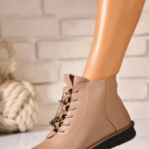 Ghete Dama Imblanite Kaki din Piele Ecologica Jahlia