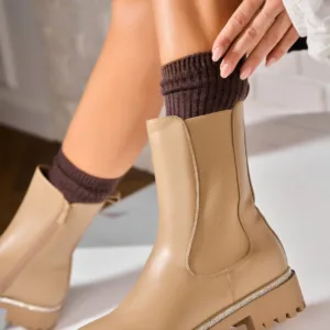 Ghete Dama Imblanite Kaki din Piele Ecologica Jaymie