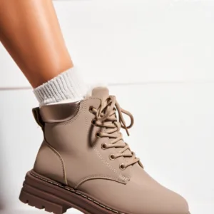 Ghete Dama Imblanite Kaki din Piele Ecologica Safana