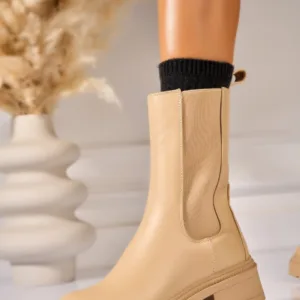 Ghete Dama Imblanite Kaki din Piele Ecologica Stiora