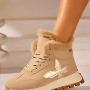 Ghete Dama Imblanite Kaki din Piele Ecologica Wrya