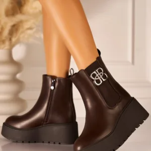 Ghete Dama Imblanite Maro din Piele Ecologica Yostina