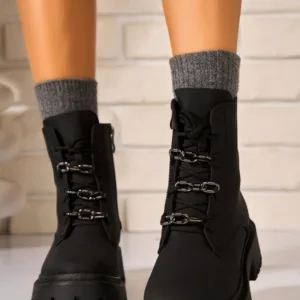 Ghete Dama Imblanite Negre din Cauciuc Hanifa