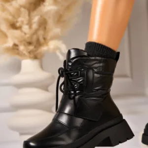 Ghete Dama Imblanite Negre din Piele Ecologica Akiva