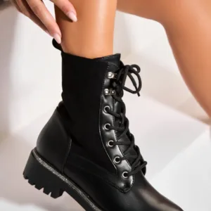 Ghete Dama Imblanite Negre din Piele Ecologica Alise