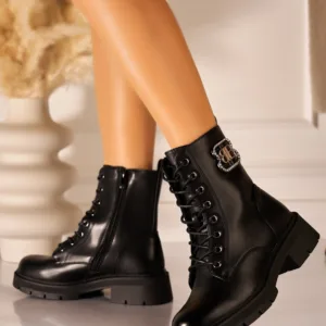 Ghete Dama Imblanite Negre din Piele Ecologica Amayah