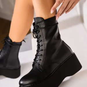 Ghete Dama Imblanite Negre din Piele Ecologica Anisa