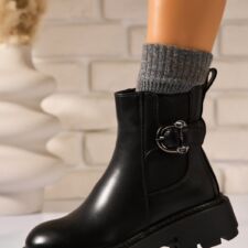 Ghete 419 Ghete Dama Imblanite Negre din Piele Ecologica Ayline