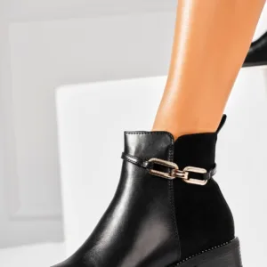 Ghete Dama Imblanite Negre din Piele Ecologica Azumi