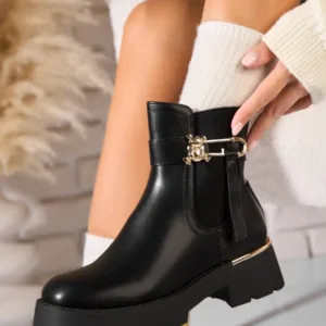 Ghete Dama Imblanite Negre din Piele Ecologica Dimitra