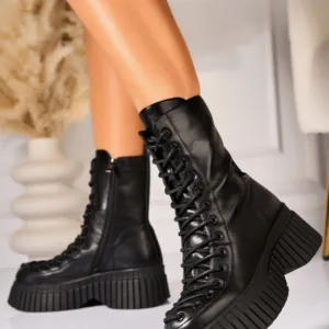 Ghete Dama Imblanite Negre din Piele Ecologica Evalise