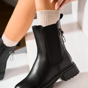 Ghete Dama Imblanite Negre din Piele Ecologica Hayle