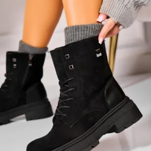 Ghete Dama Imblanite Negre din Piele Ecologica Intoarsa Kolsyn2