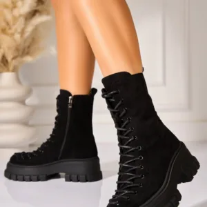 Ghete Dama Imblanite Negre din Piele Ecologica Intoarsa Laysha2