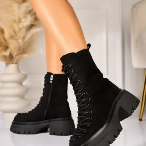 Ghete Dama Imblanite Negre din Piele Ecologica Intoarsa Suraya2