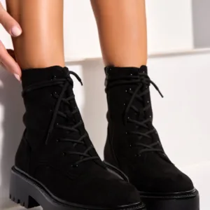 Ghete Dama Imblanite Negre din Piele Ecologica Intoarsa Tanyla