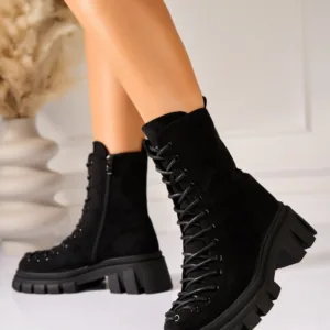 Ghete Dama Imblanite Negre din Piele Ecologica Intoarsa Zera2