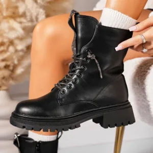 Ghete Dama Imblanite Negre din Piele Ecologica Jannely