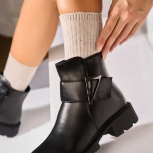 Ghete Dama Imblanite Negre din Piele Ecologica Jaxie