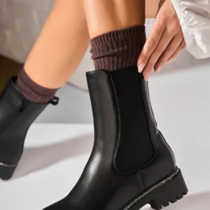 Ghete Dama Imblanite Negre din Piele Ecologica Jaymie