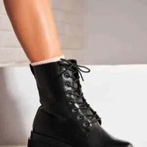 Ghete Dama Imblanite Negre din Piele Ecologica Khalila