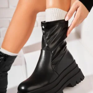 Ghete Dama Imblanite Negre din Piele Ecologica Kynlee