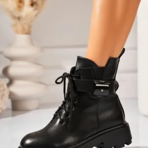 Ghete Dama Imblanite Negre din Piele Ecologica Laisha