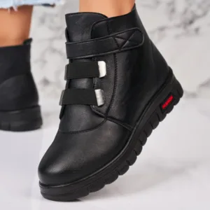 Ghete Dama Imblanite Negre din Piele Ecologica Rhetta