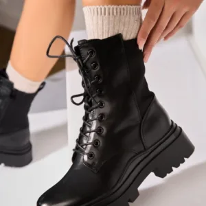 Ghete Dama Imblanite Negre din Piele Ecologica Shelia