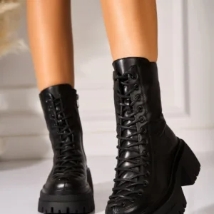 Ghete Dama Imblanite Negre din Piele Ecologica Suraya