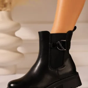 Ghete Dama Imblanite Negre din Piele Ecologica Taizlyn