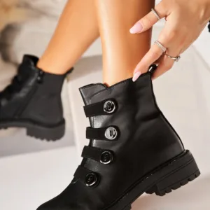 Ghete Dama Imblanite Negre din Piele Ecologica Telesia